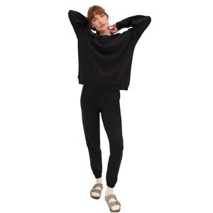 NWT MATE the Label Organic Fleece Oversized Sweatshirt in Jet Black SZ XS/S